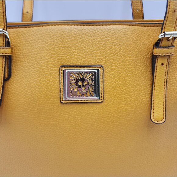 Anne Klein Faux Leather Mustard Yellow Tote Bag With Adjustable Straps & Zip Clo - Picture 5 of 16